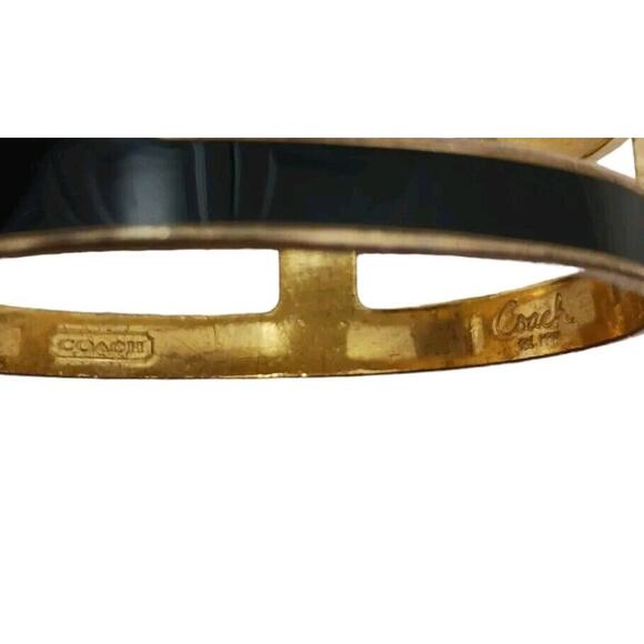 Y2K COACH Cuff Bracelet S/M BLACK GOLD Square Cut Out Modern Designer Rare VNTG - Picture 14 of 14